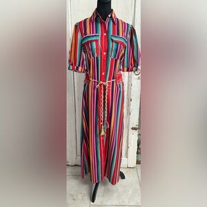 🌼🔥 Long Colorful Short Sleeve Button Up Dress🔥🔥